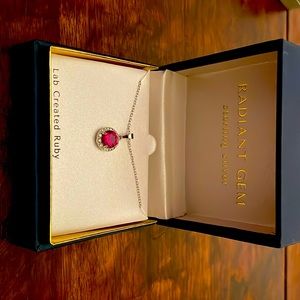 Radiant gem sterling silver Ruby necklace
